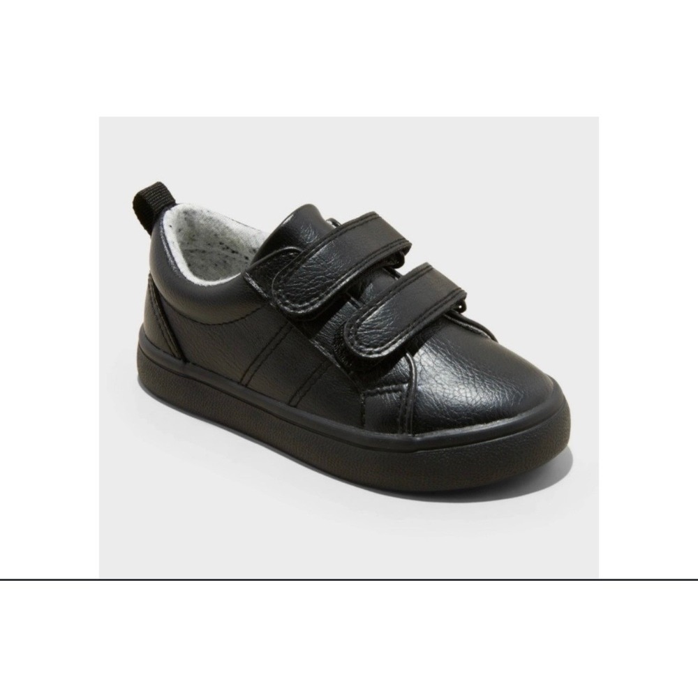 Cat & Jack Kids Black Faux Leather Double Strap Sneakers Size 10 Non-Marking